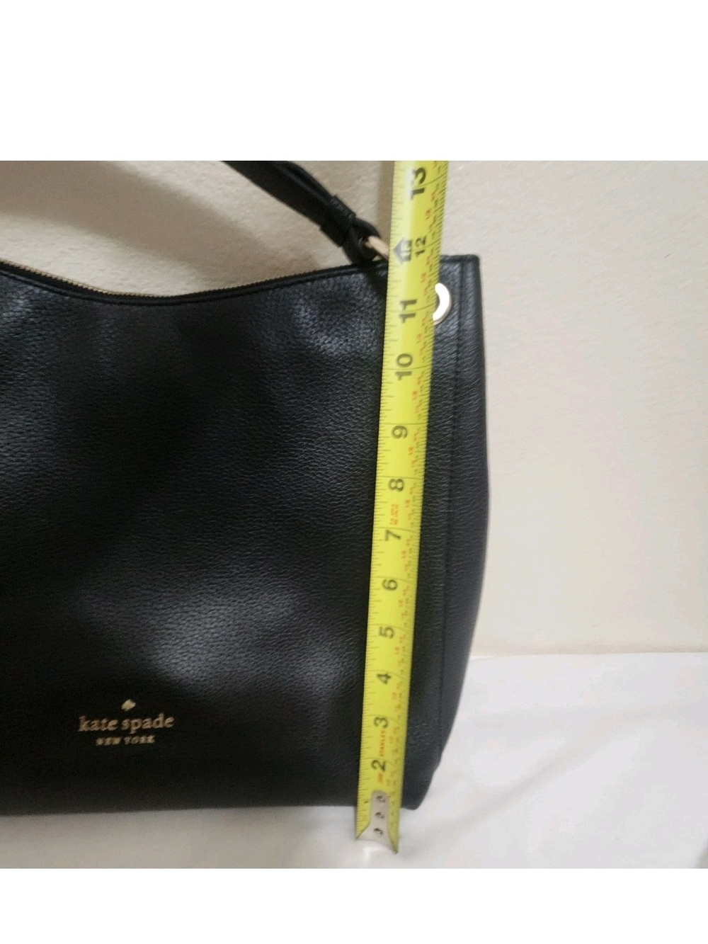 Kate Spade Kat Black Pebbled Leather Hobo Shoulder Bag Classic Large 13x12x4.5 - Picture 9 of 16